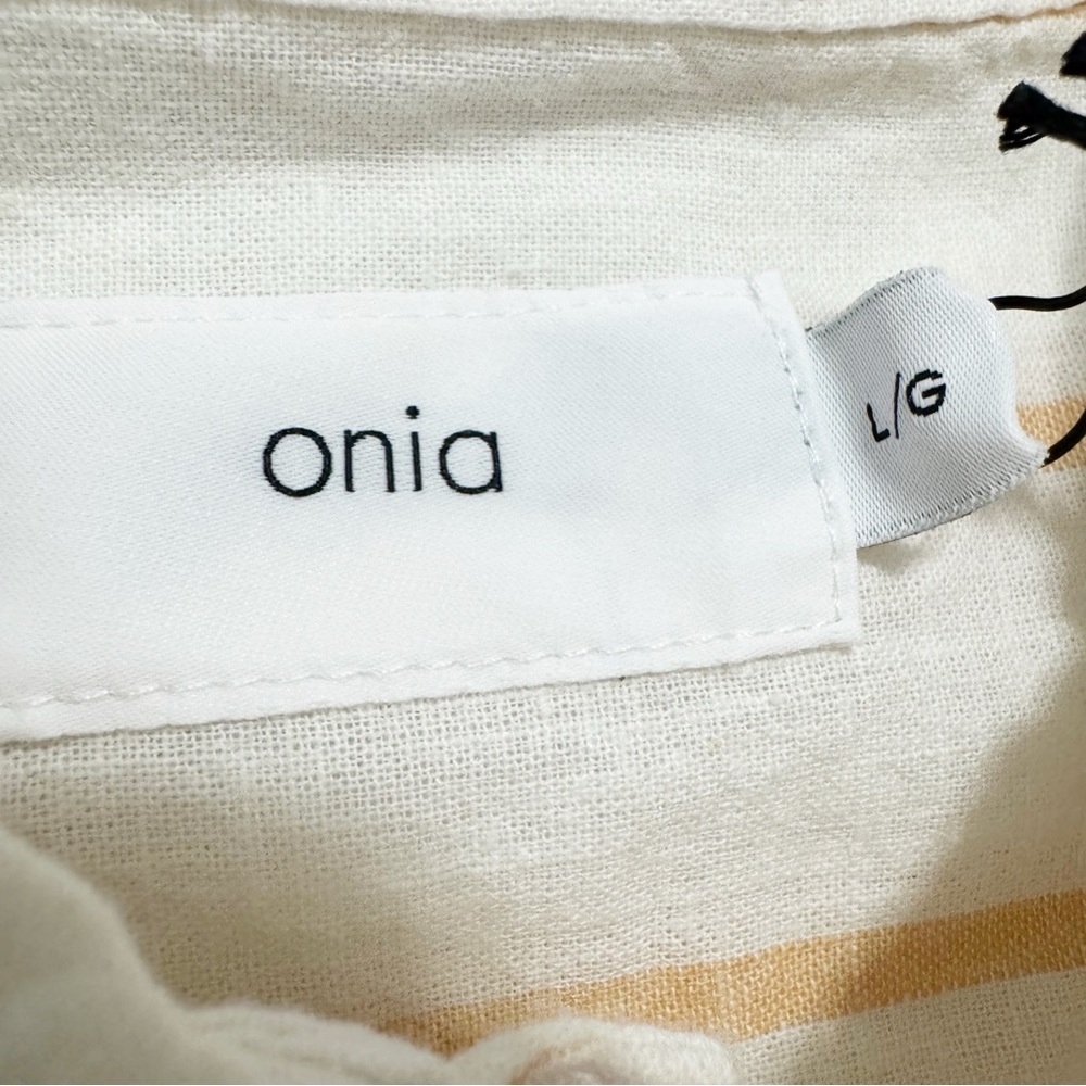 Onia Linen Blend Single Stripe Josh Pull Over Shirt NWT Large - Picture 6 of 15